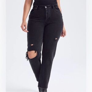 Abercombie Dad Style high rise Black Distressed Women Jeans